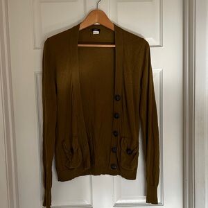 J.Crew Cardigan Olive Cotton Wool